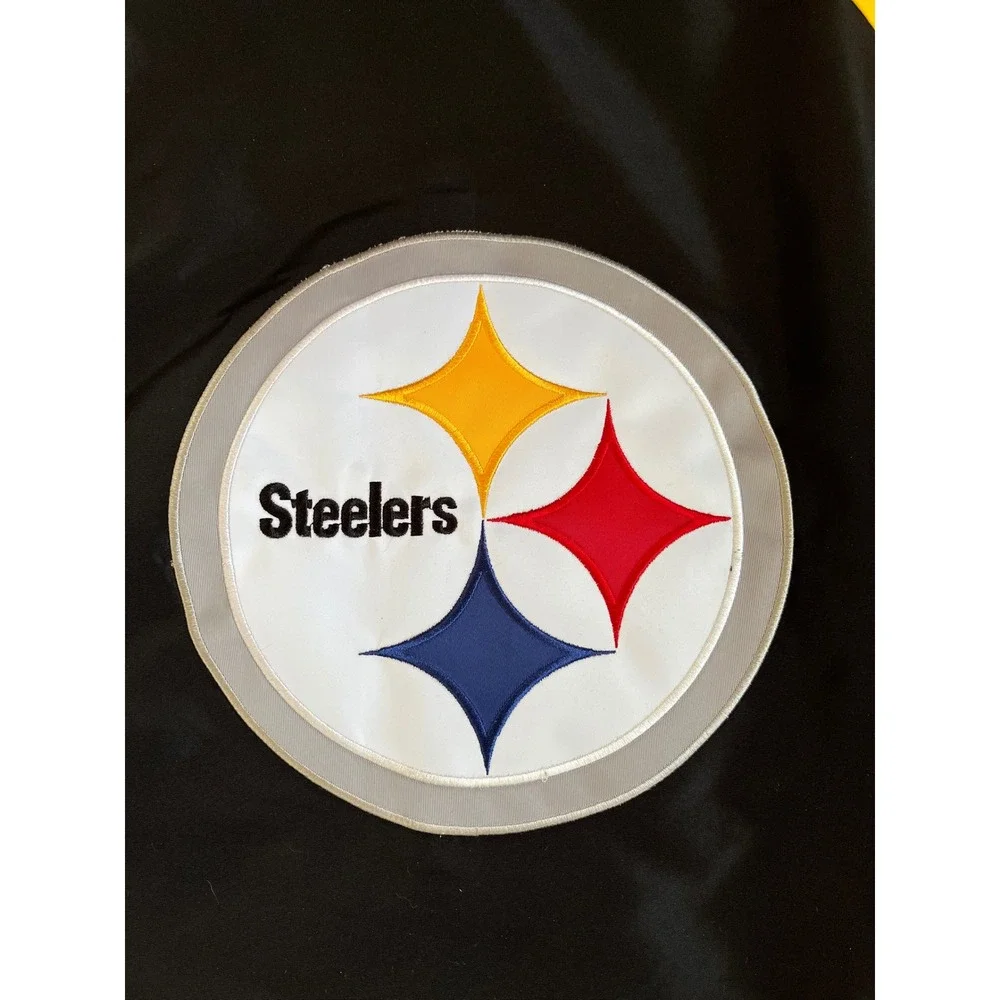 NFL Pittsburgh Steelers Mens Hooded Parka Jacket Black‎ Yellow Medium Full Zip